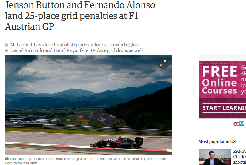 Kena Penalti, Button dan Alonso Menempati Grid ke-25 