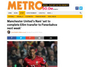 Tinggalkan Old Trafford, Luis Nani Gabung Fenerbahce