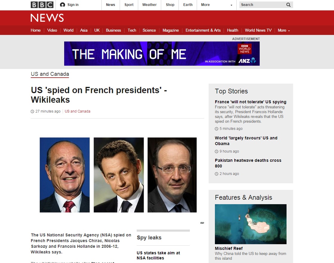 WikiLeaks Sebut AS Telah Mata-matai Prancis