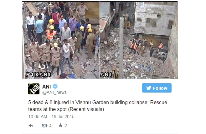 Bangunan Runtuh di New Delhi, 4 Orang Tewas