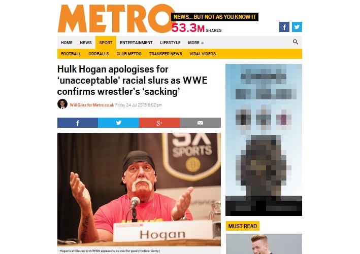Berkata Rasis, Hulk Hogan Dipecat WWE