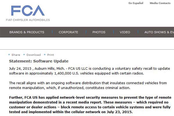 Fiat Chrysler Tarik 1,4 Juta Mobil