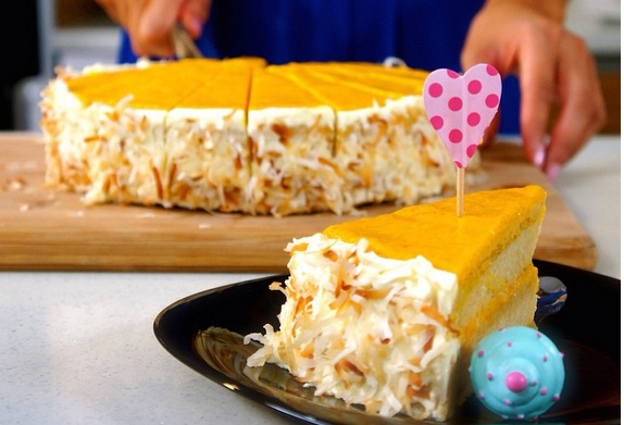 Resep Bolu Kelapa Mango Curd
