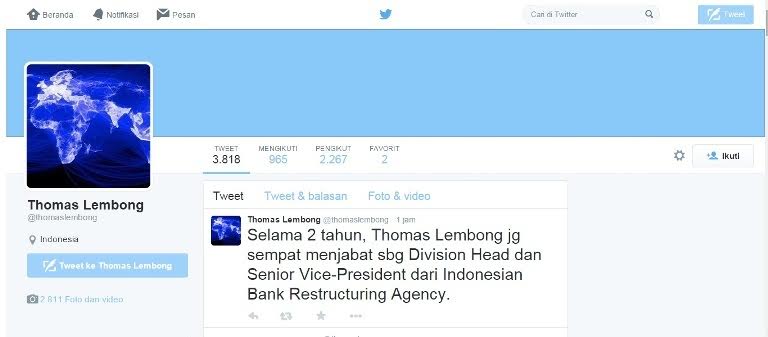 Pasca Dilantik Jadi Menteri, Akun Palsu Thomas Lembong Muncul di Twitter