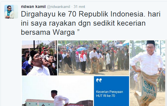 Kebahagian Ridwan Kamil Saat Rayakan HUT RI Ke-70 Bersama Warga