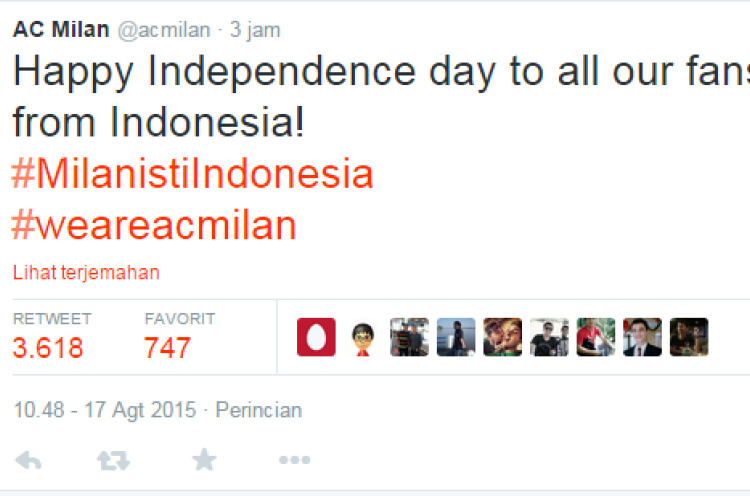 AC Milan: Selamat Hari Kemerdekaan Indonesia