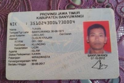 Heboh Pria Bernama Tuhan Asal Banyuwangi