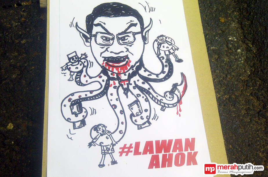 Unjuk Rasa ‘#LawanAhok’, Ahok Digambarkan seperti Monster Gurita