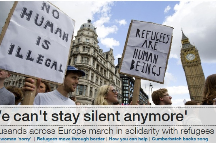  Ribuan Warga London Demo Mendukung Hak Pengungsi