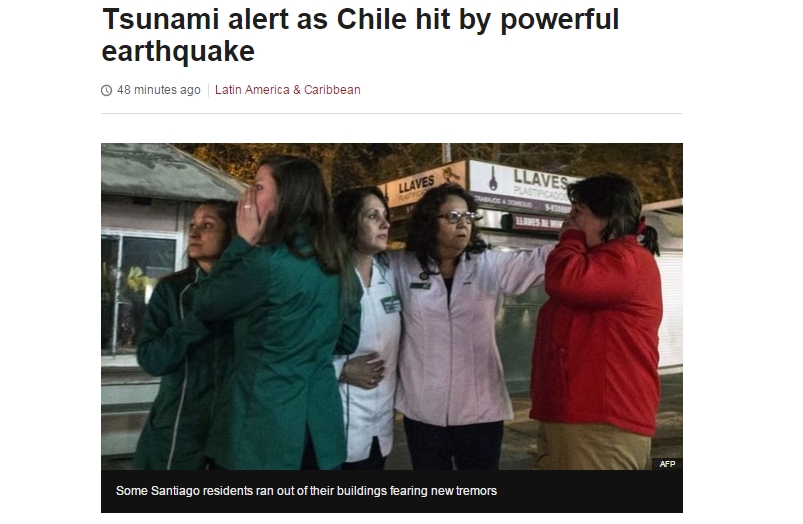  Gempa Hebat 8,3 SR, Chile Terancam Tsunami