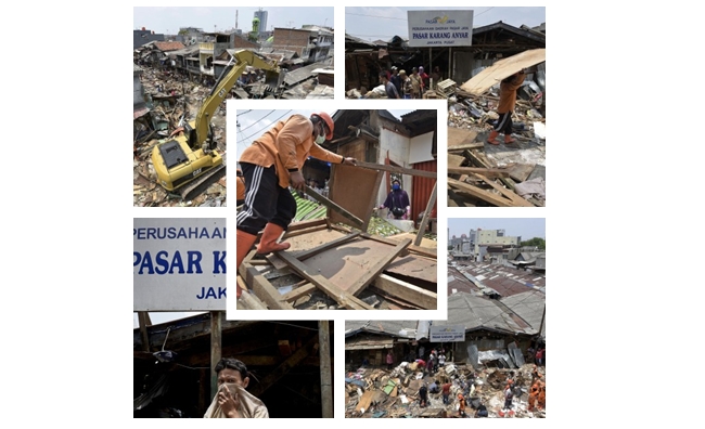 Proses Pembongkaran Pasar Karang Anyar