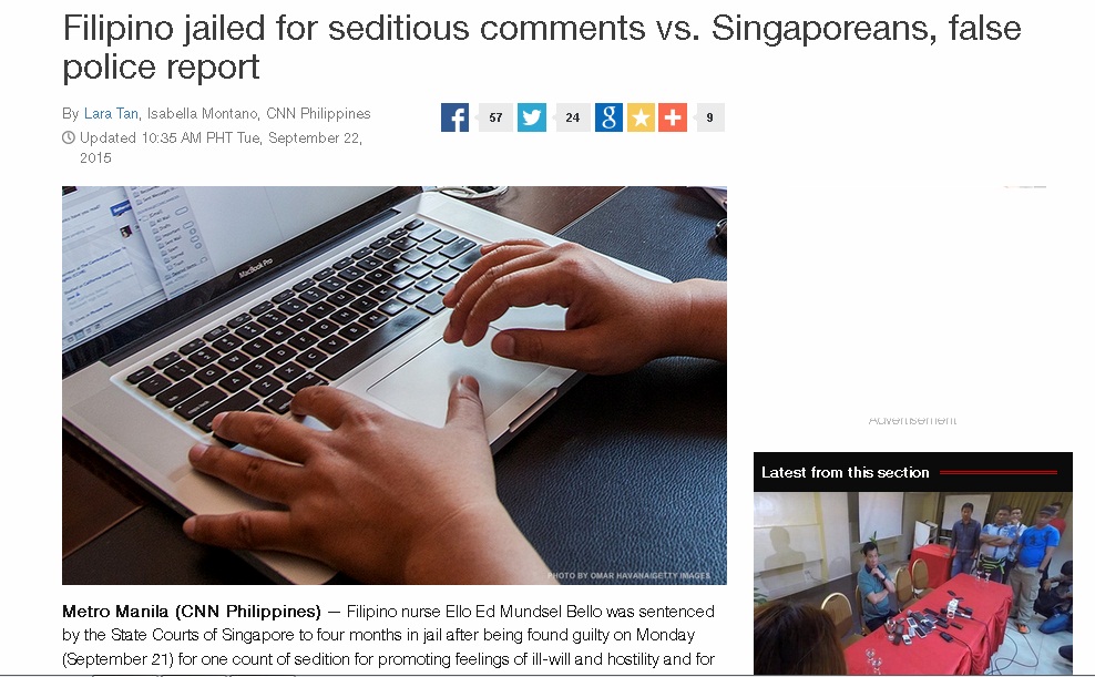 Hina Warga Singapura di Facebook, Pria Ini Dipenjara