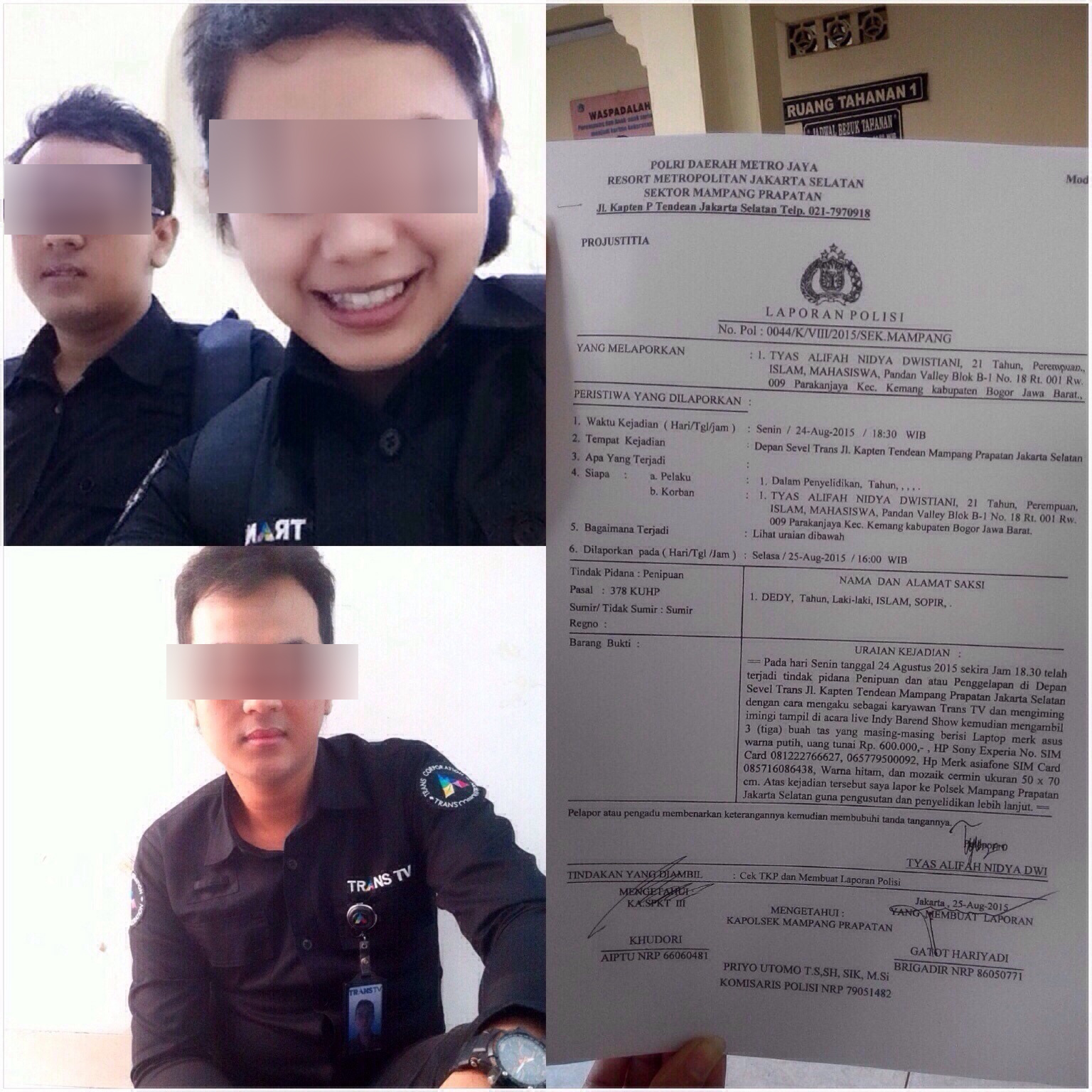 Awas, Penipuan Oknum Menggunakan Seragam Trans TV Berkeliaran