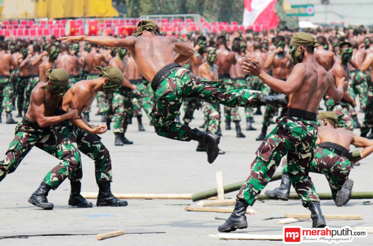 Intip Atraksi Ribuan Personel TNI AD Peragakan Beladiri Yongmoodo 