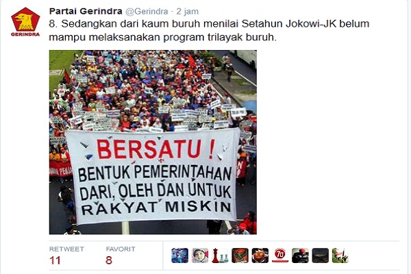 Gerindra Soroti Satu Tahun Pemerintahan Jokowi-JK