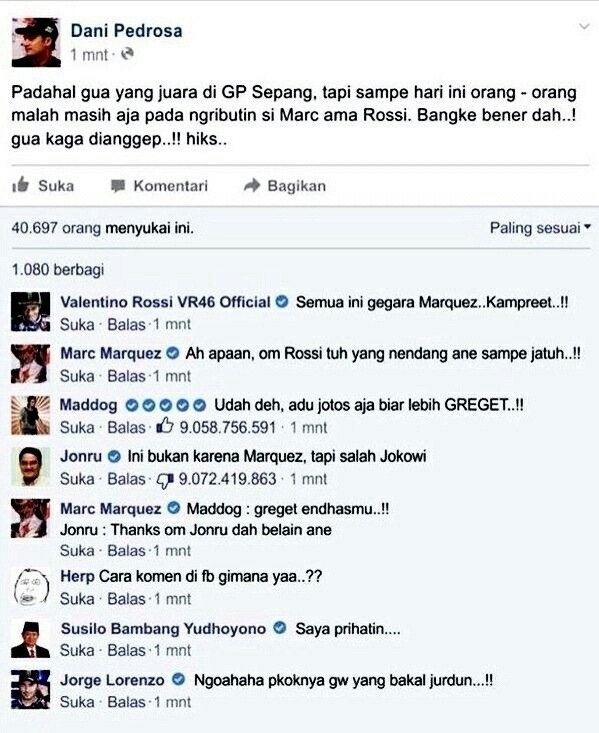 Meme Kocak Status Facebook Dani Pedrosa