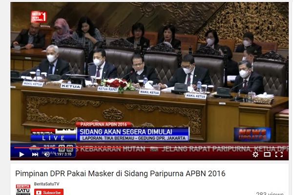Pakai Masker Saat Rapat, Pimpinan DPR Dukung Korban Asap