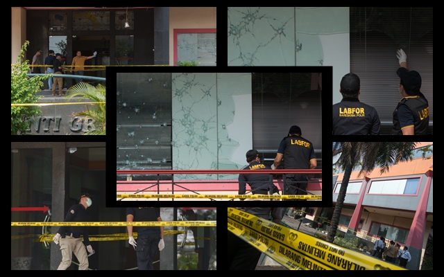 Olah TKP Ledakan di Area Perkantoran Duren Sawit