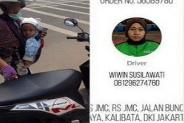 Wiwin Driver Go-Jek Baru Lima Hari Bawa Anak Ngojek