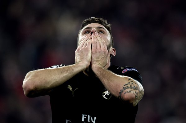 Liga Champions: Giroud Pimpin Arsenal atas Olympiakos