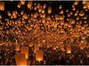 1000 Lampion Diterbangkan di Candi Borobudur