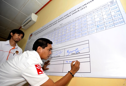 Ilustrasi penghitungan suara. (ANTARA FOTO/Yusran Uccang)