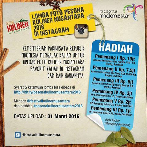 Mau Uang 10 Juta? Yuk, Ikutan Lomba Foto Festival Kuliner 2016