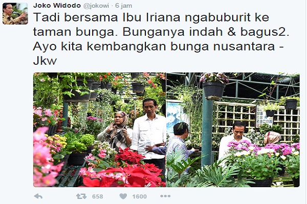 Ngabuburit, Jokowi dan Istri Kunjungi Taman Bunga Nusantara