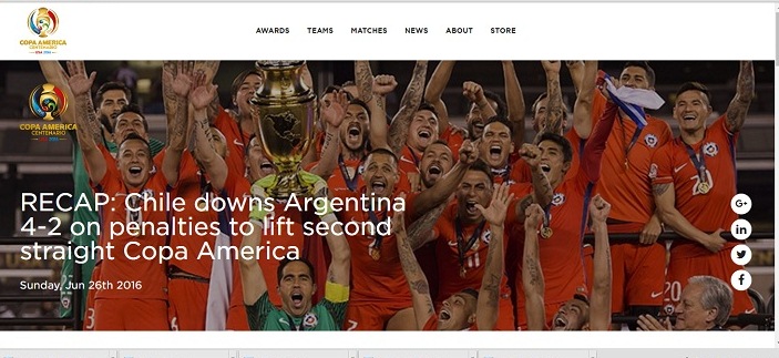 Lagi, Chile Gagalkan Ambisi Argentina Raih Copa America 2016