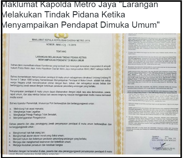 Kapolda Metro Jaya Keluarkan Maklumat, Ini Isinya