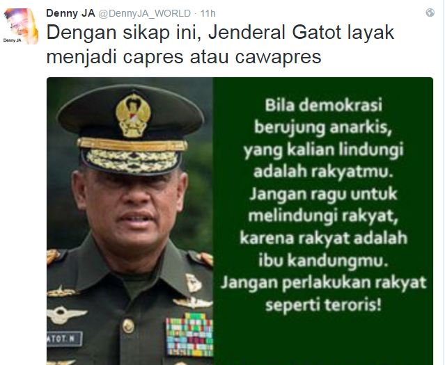 Denny JA Melihat Panglima TNI Pas Jadi Presiden   
