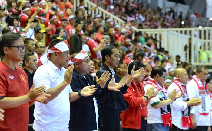 Presiden Jokowi saat Laga Indonesia Vs Vietnam