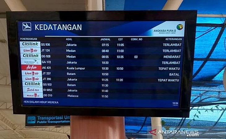 Sejumlah pesawat kesulitan melakukan pendaratan di Bandara Sultan Syarif Kasim II Pekanbaru akibat tertutup asap