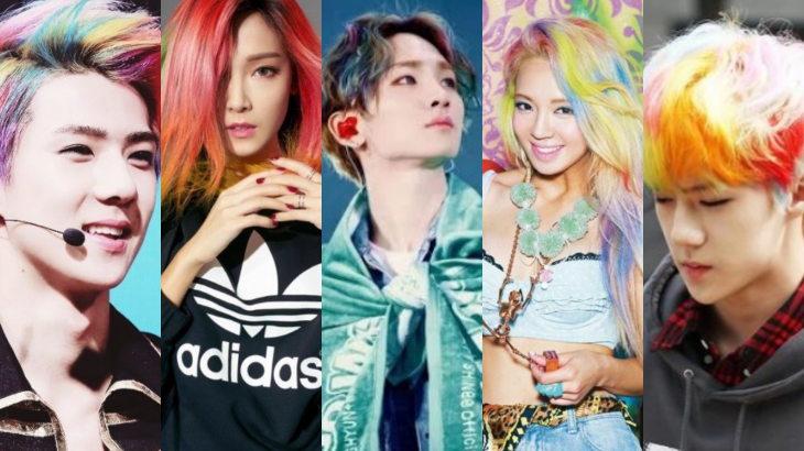 Idola K-Pop dengan Rambut Warna Pelangi