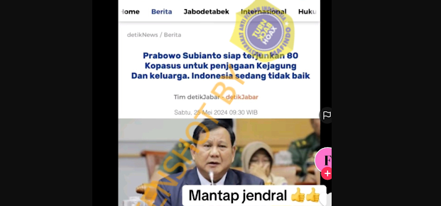 [HOAKS atau FAKTA]: Prabowo Subianto Terjunkan 80 Kopassus Jaga Kejagung