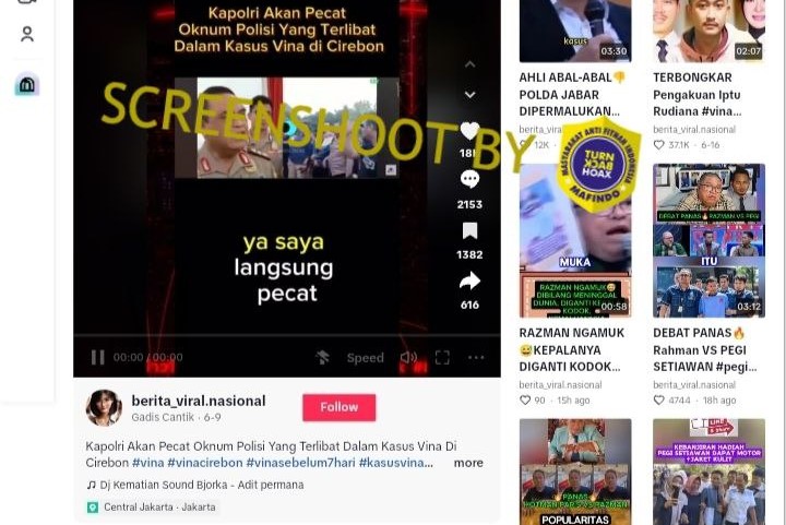 [HOAKS atau FAKTA]: Polisi yang Terlibat Penyidikan Kasus Vina Cirebon Bakal Dipecat