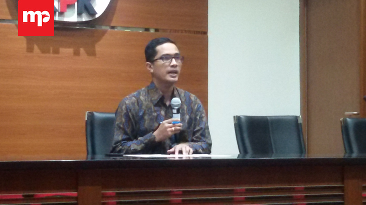 Juru bicara KPK, Febri Diansyah di Gedung KPK, Jakarta Selatan, Rabu (26/4). (MP / Ponco Sulaksono)