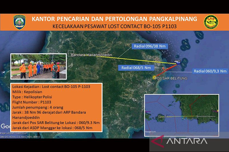 Helikopter Polisi Dipastikan Jatuh, Kru Berjumlah Empat Orang
