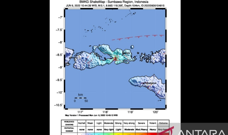 Gempa NTB Berlokasi di Darat akibat Subduksi