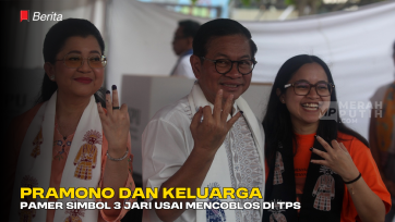 Pramono dan Keluarga Pamer Gaya 3 Jari Usai Mencoblos di TPS