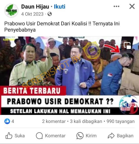 [HOAKS atau FAKTA]: Demokrat Diusir dari Koalisi Pendukung Prabowo