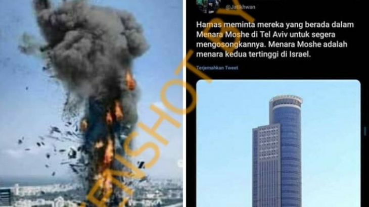 [HOAKS atau FAKTA]: Menara Moshe Israel Meledak Dihantam Rudal Hamas
