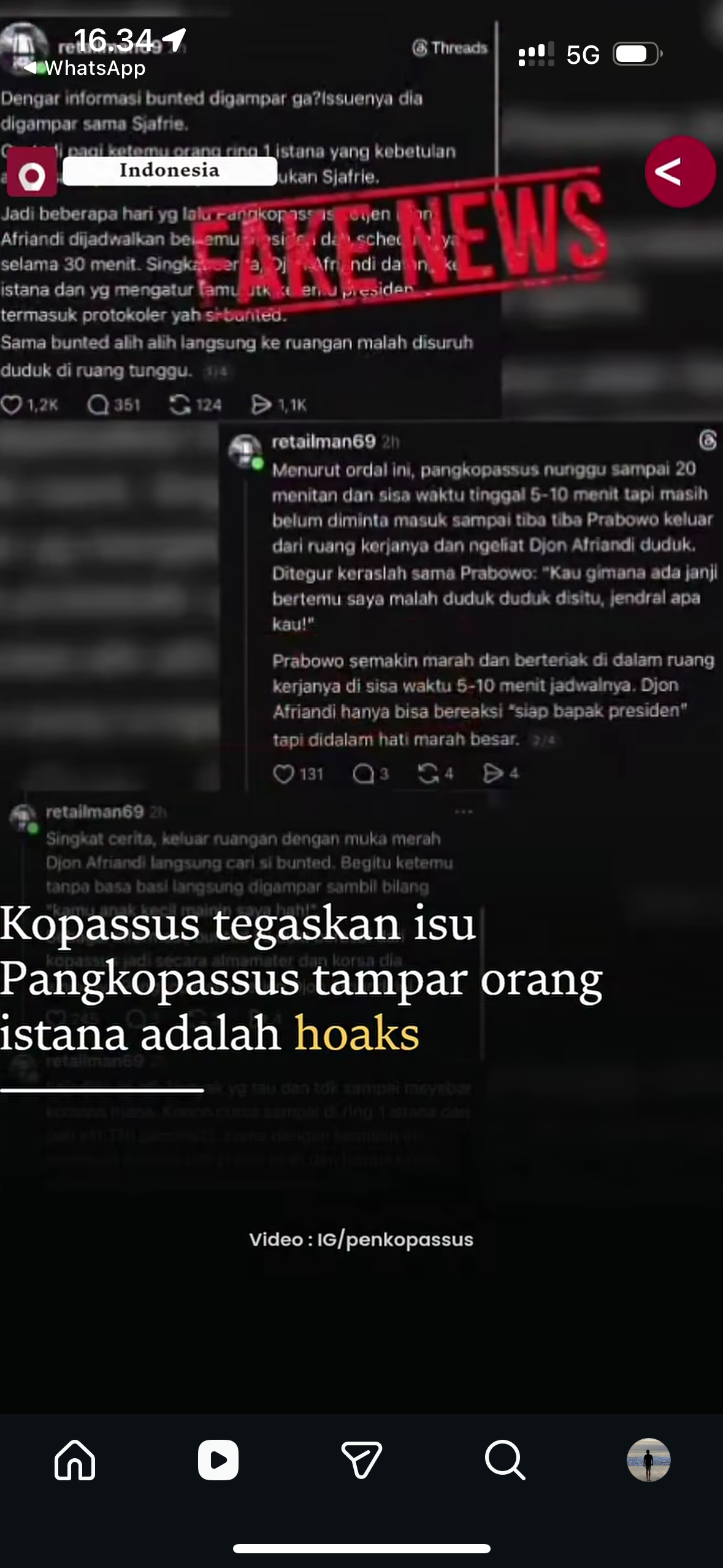 Kopassus Pastikan Narasi Pangkopassus Pukul Protokoler Istana Hoaks