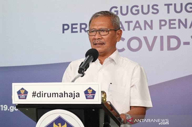 Juru Bicara Pemerintah untuk Penanganan COVID-19 Achmad Yurianto saat konferensi pers Gugus Tugas Percepatan Penanganan COVID-19 di Graha BNPB, Jakarta, Kamis (16/4/2020). ANTARA/HO-Gugus Tugas Covid-19/am.