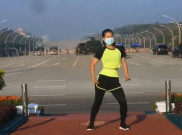 Santuy Abis, Perempuan Myanmar ini Senam 'Ampun Bang Jago' Saat Kudeta Militer