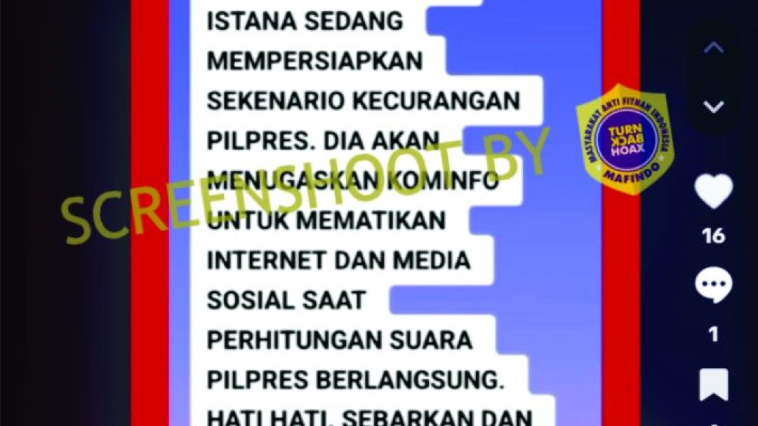 [HOAKS atau FAKTA]: Kominfo Diperintahkan Matikan Jaringan Internet saat Penghitungan Suara