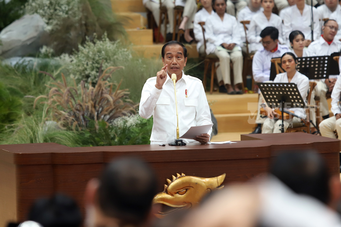 Presiden Jokowi Hadiri Rapimnas Partai Gerindra di Indonesia Arena
