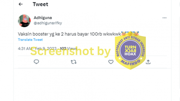 [HOAKS atau FAKTA]: Vaksin Booster Kedua Harus Bayar Rp 100 Ribu
