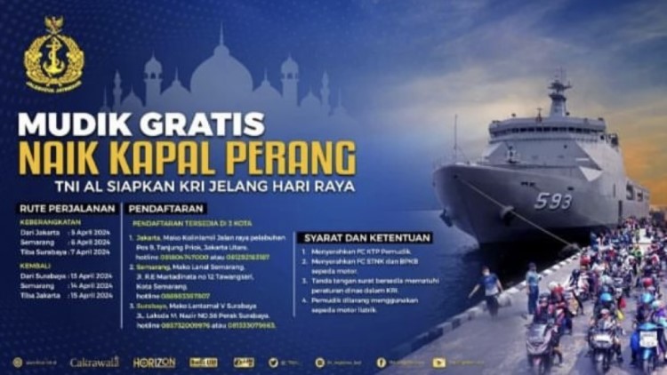 Mudik Gratis Pakai Kapal Perang TNI AL, Begini Caranya!
