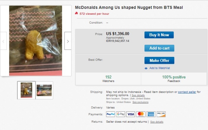 Nugget Berbentuk Among Us dari BTS Meal Dijual Seharga Rp 20 Juta